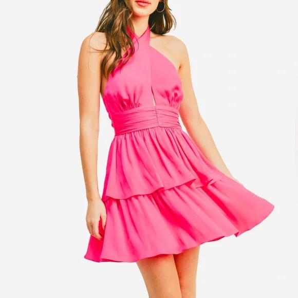 high neck halter cocktail dress Bishop + Young main image 1
